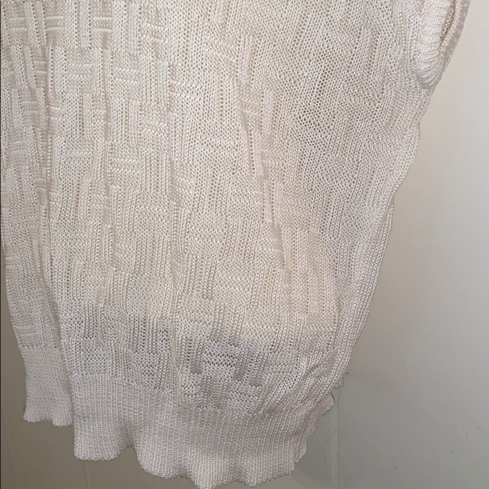 Vtg 80s ivory weave patterned sleeveless sweater - Picture 3 of 6